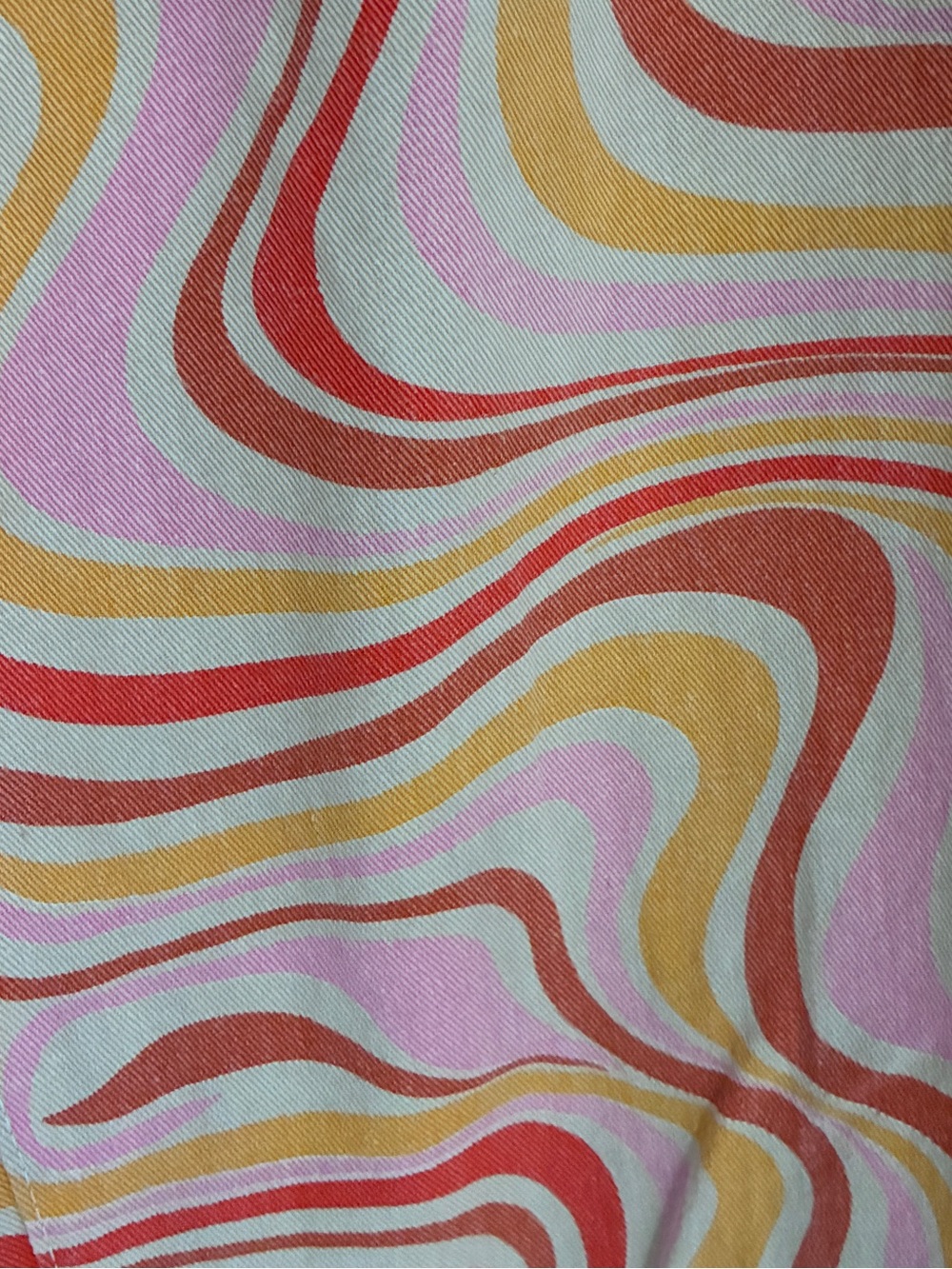 70s Style Retro Hippie Y2K High Waist Wide Leg Jean SHEIN Pink Coral Yellow Sz S - Picture 6 of 6